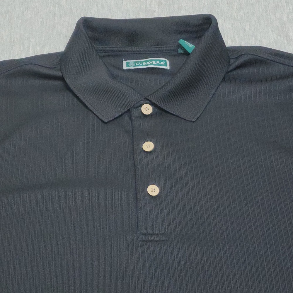 Cubavera Mens Large Tall Polo Shirt Charcoal Gray Textured Short Sleeve